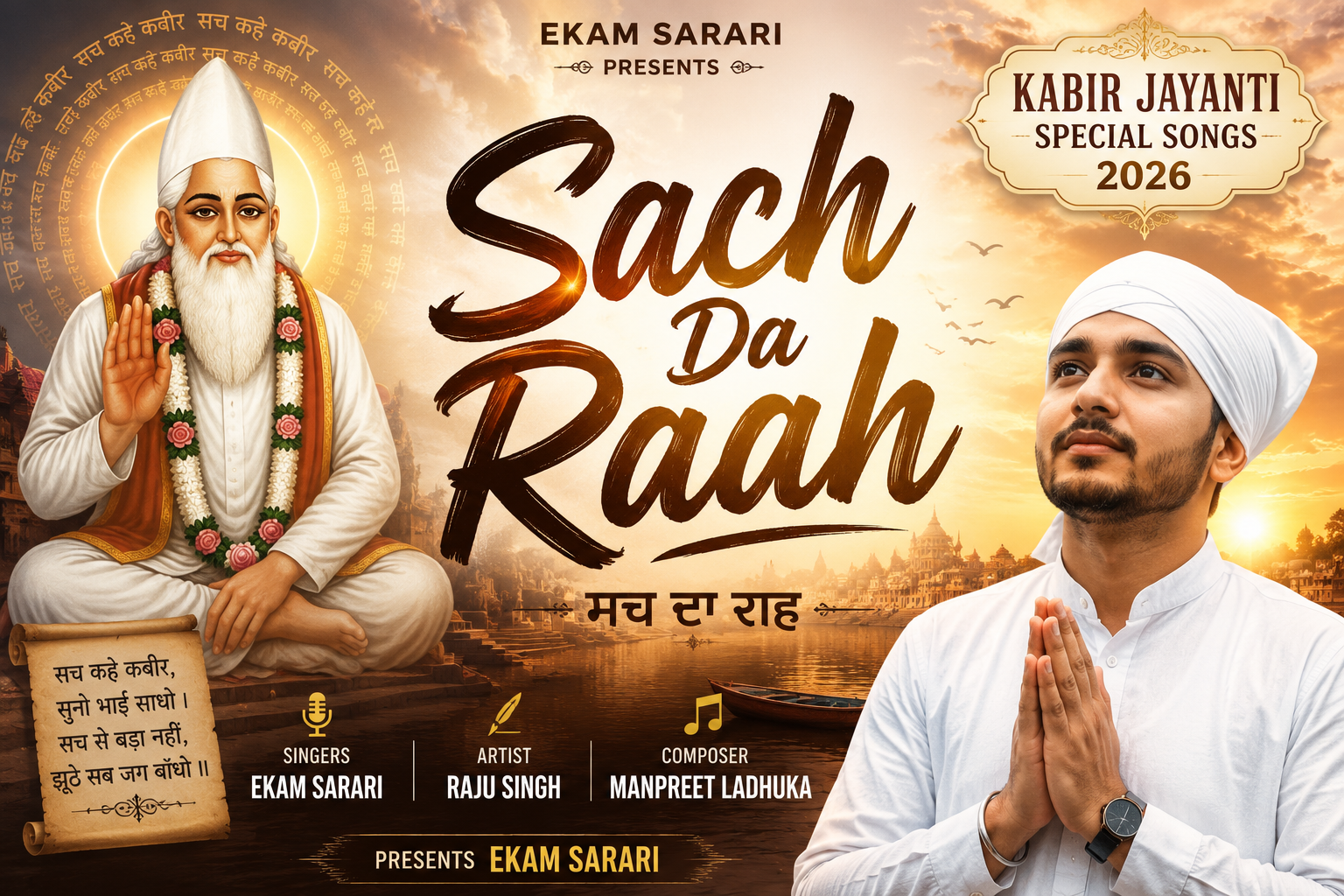 Sach Da Raah Kabir Jayanti Special Song Ekam Sarari  Raju Singh  Manpreet Ladhuka 